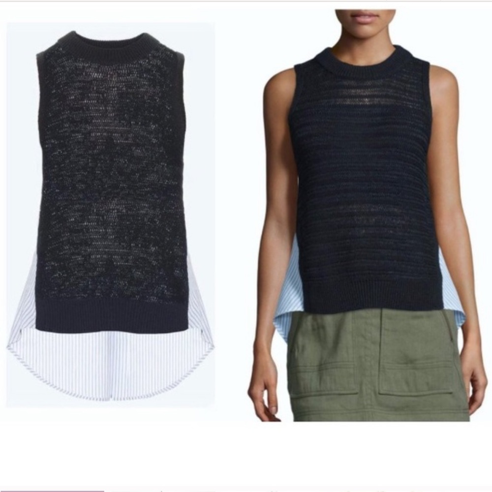 Women’s Veronica Beard Black South Beach Sleeveless Combo Sweater